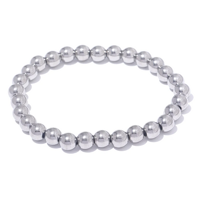 Stainless Steel Beads Elastic Bracelet - Waterproof Daily Wear Jewelry for Women
