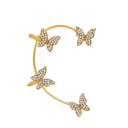 Sparkling Zircon Clip Earrings - No Piercing Butterfly Cuff Earrings