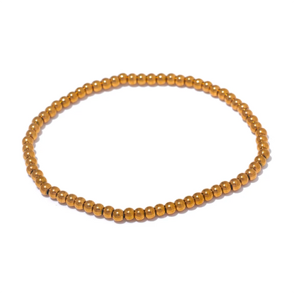 Stainless Steel Beads Elastic Bracelet - Waterproof Daily Wear Jewelry for Women