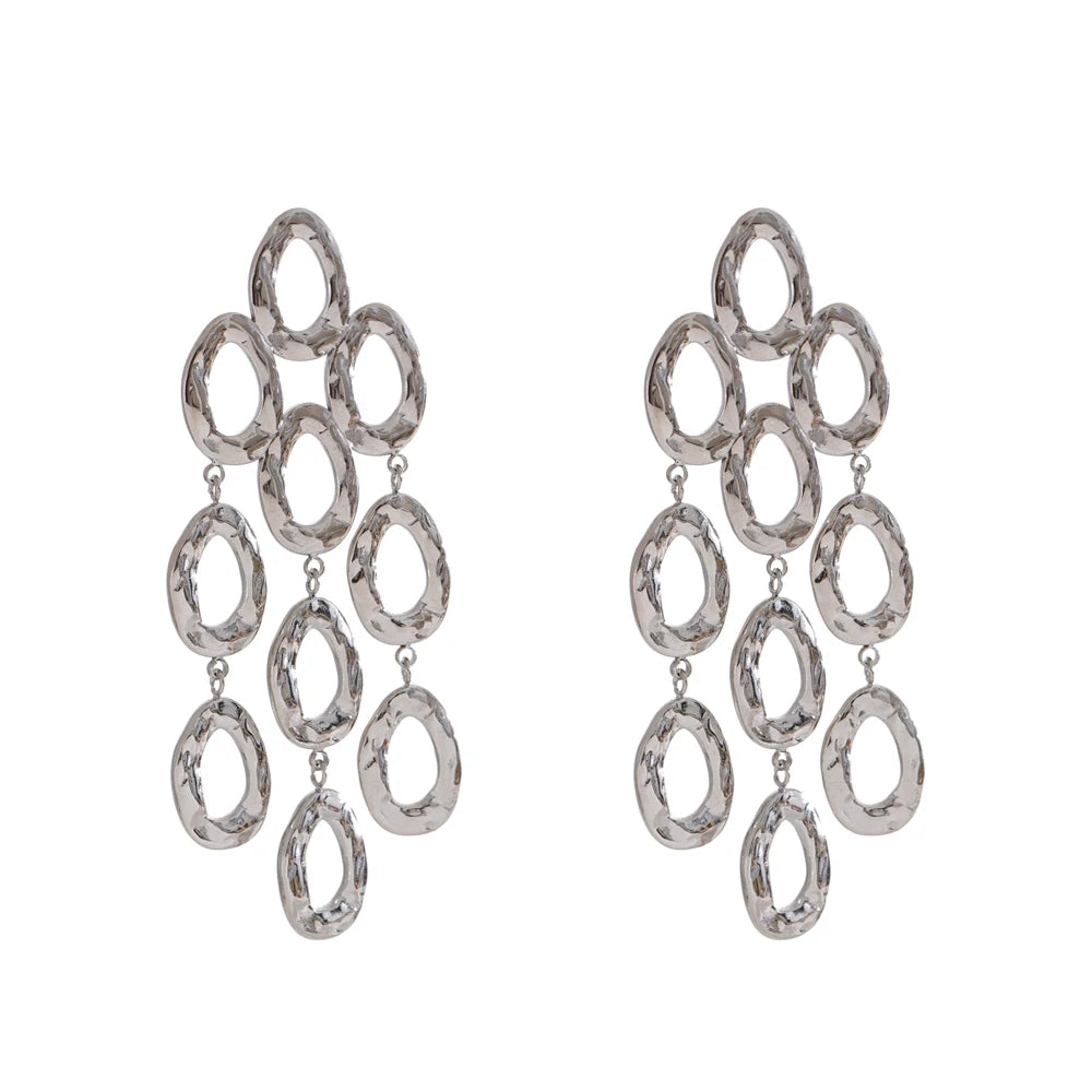 Gold Drop Dangle Earrings - Waterproof Statement Stainless Steel for Women