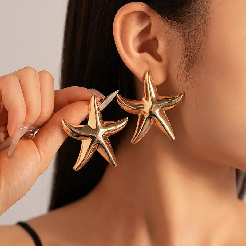 "Rebel Tide" Gold Starfish Studs