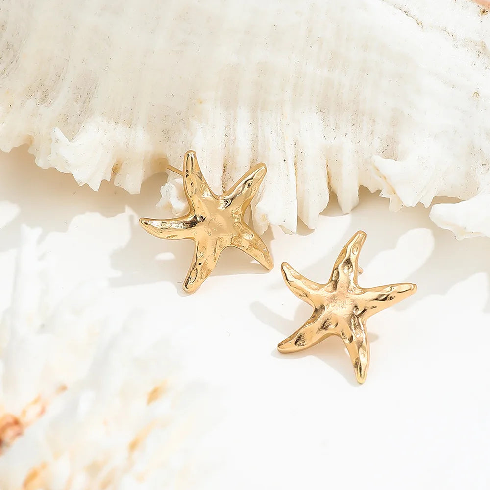 "Rebel Tide" Gold Starfish Studs