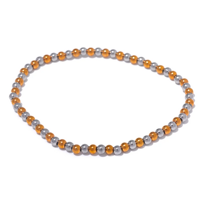 Stainless Steel Beads Elastic Bracelet - Waterproof Daily Wear Jewelry for Women