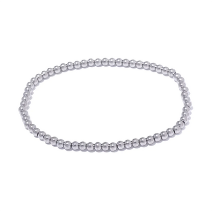 Stainless Steel Beads Elastic Bracelet - Waterproof Daily Wear Jewelry for Women