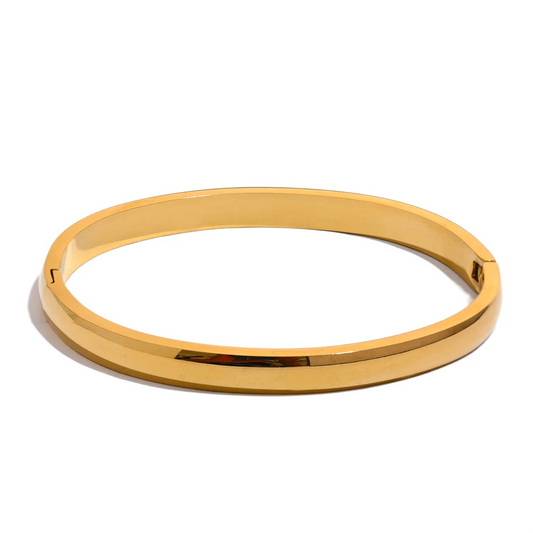 Minimalist Stainless Steel Bangle - Smooth Round Bracelet for Women