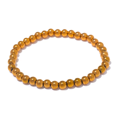 Stainless Steel Beads Elastic Bracelet - Waterproof Daily Wear Jewelry for Women