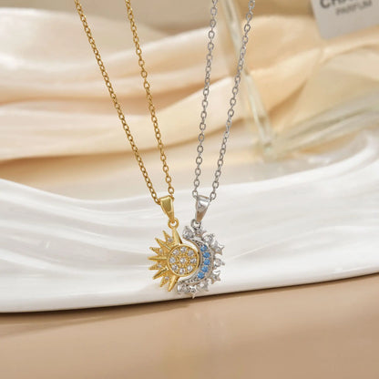 Magnetic Sun & Moon Necklace Set - Celestial Couple Jewelry