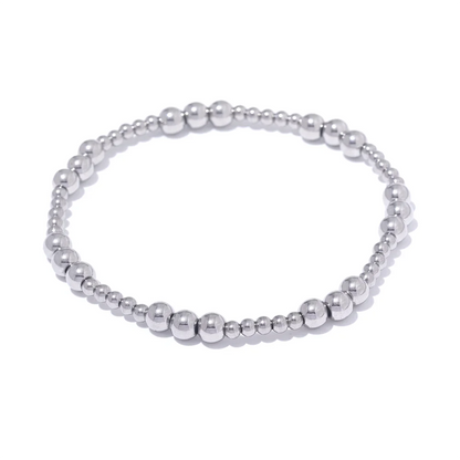 Stainless Steel Beads Elastic Bracelet - Waterproof Daily Wear Jewelry for Women