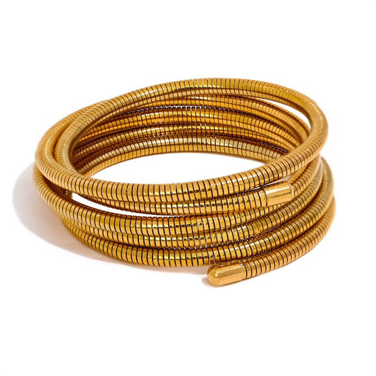 Stackable Multi-Layer Wrap Bracelet - Waterproof Stainless Steel Bangle for Women