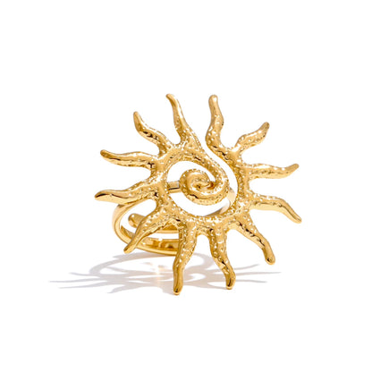 Adjustable Sun Ring - 18K Gold Plated Stainless Steel for Women