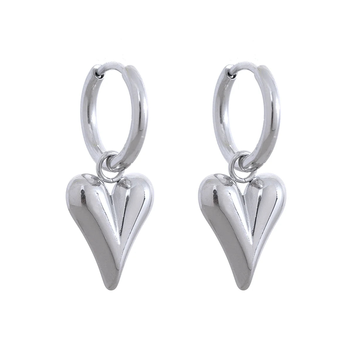 Heart Huggie Hoop Earrings - Stainless Steel Tarnish Free Gold Charm