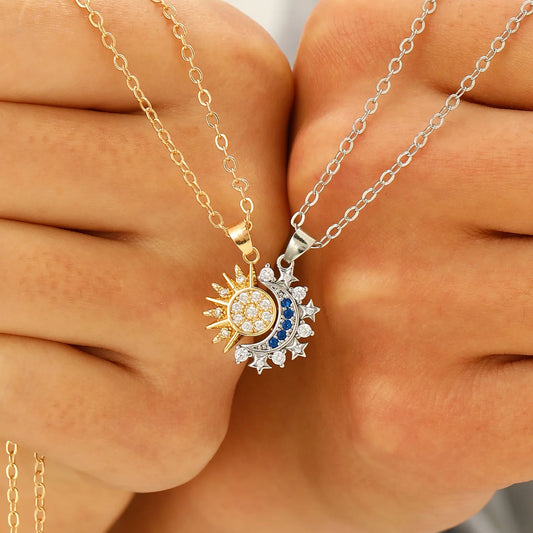 Magnetic Sun & Moon Necklace Set - Celestial Couple Jewelry