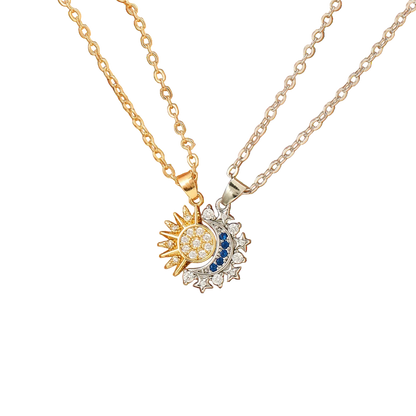 Magnetic Sun & Moon Necklace Set - Celestial Couple Jewelry