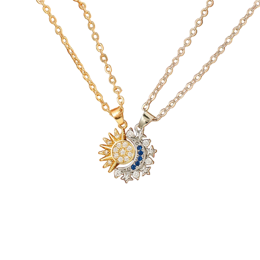Magnetic Sun & Moon Necklace Set - Celestial Couple Jewelry