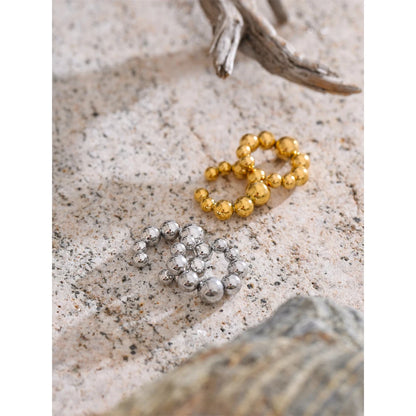 Ear Bone Clip Earrings - Gold Plated Round Beads Stainless Steel for Women