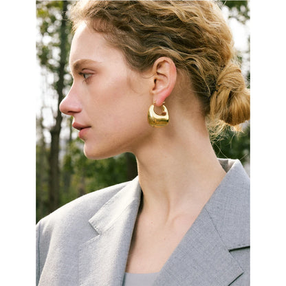 Chunky Hoop Earrings - Gold Plated Stainless Steel Statement Hoops for Women