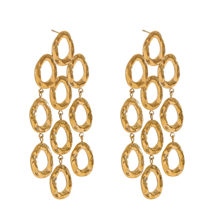 Gold Drop Dangle Earrings - Waterproof Statement Stainless Steel for Women