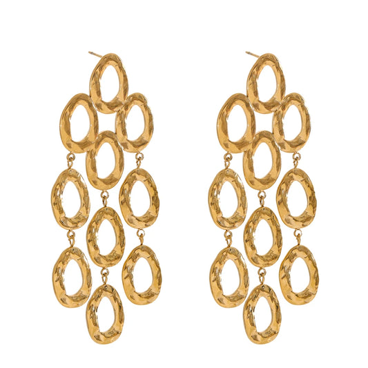 Gold Drop Dangle Earrings - Waterproof Statement Stainless Steel for Women