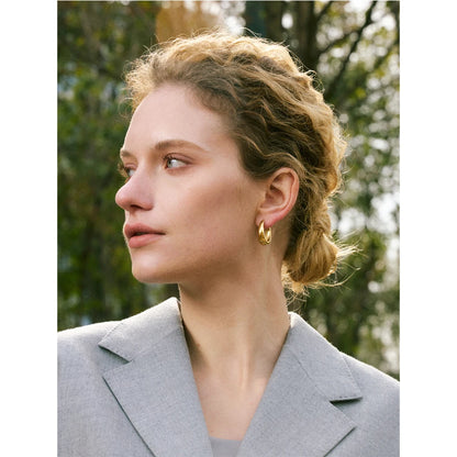 Geometric U-Shape Hoop Earrings - Gold PVD Plated Stainless Steel