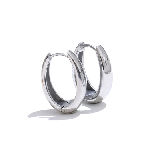 Geometric U-Shape Hoop Earrings - Gold PVD Plated Stainless Steel