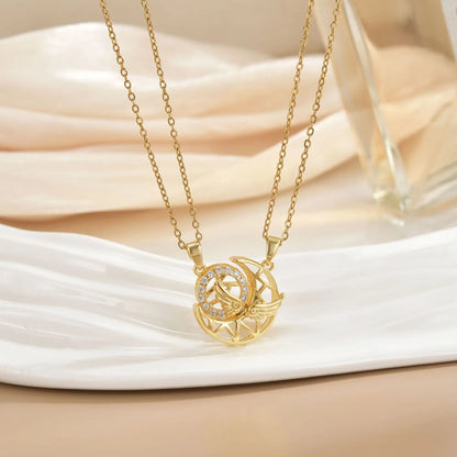 Magnetic Sun & Moon Necklace Set - Celestial Couple Jewelry