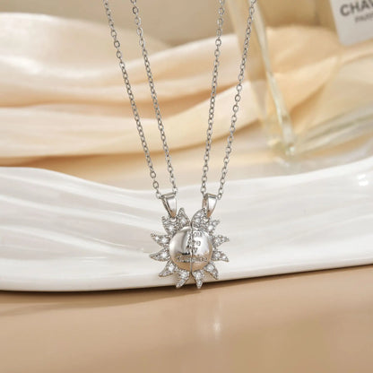 Magnetic Sun & Moon Necklace Set - Celestial Couple Jewelry
