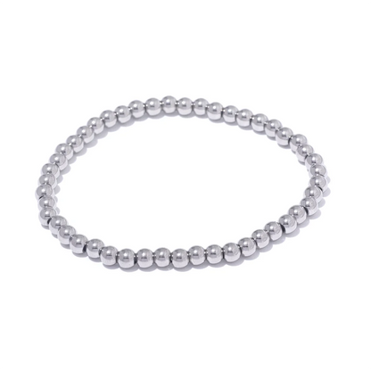 Stainless Steel Beads Elastic Bracelet - Waterproof Daily Wear Jewelry for Women