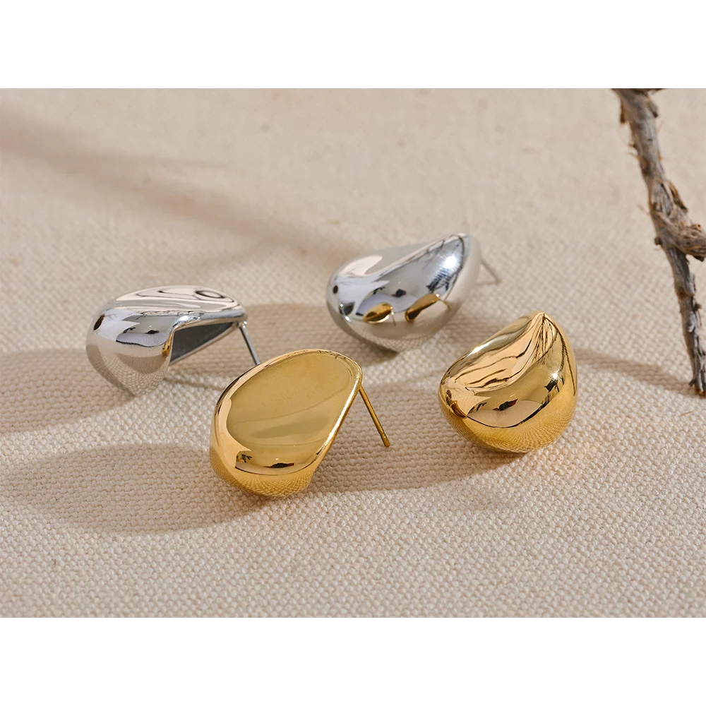 Geometric Hollow Stud Earrings - 18K Gold Plated Stainless Steel Waterproof