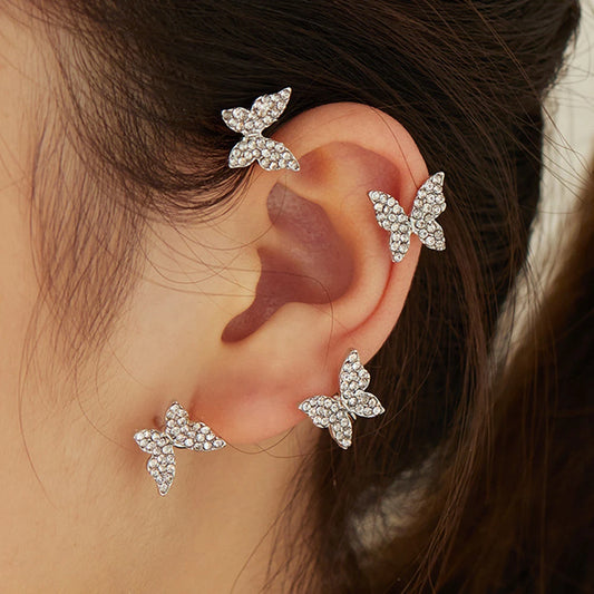 Sparkling Zircon Clip Earrings - No Piercing Butterfly Cuff Earrings