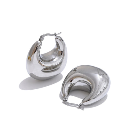 Chunky Hoop Earrings - Gold Plated Stainless Steel Statement Hoops for Women
