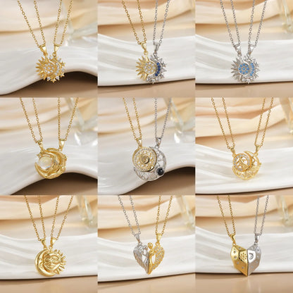 Magnetic Sun & Moon Necklace Set - Celestial Couple Jewelry