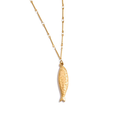 Ocean Fish Jewelry Set - Gold Plated Necklace & Earrings Stainless Steel