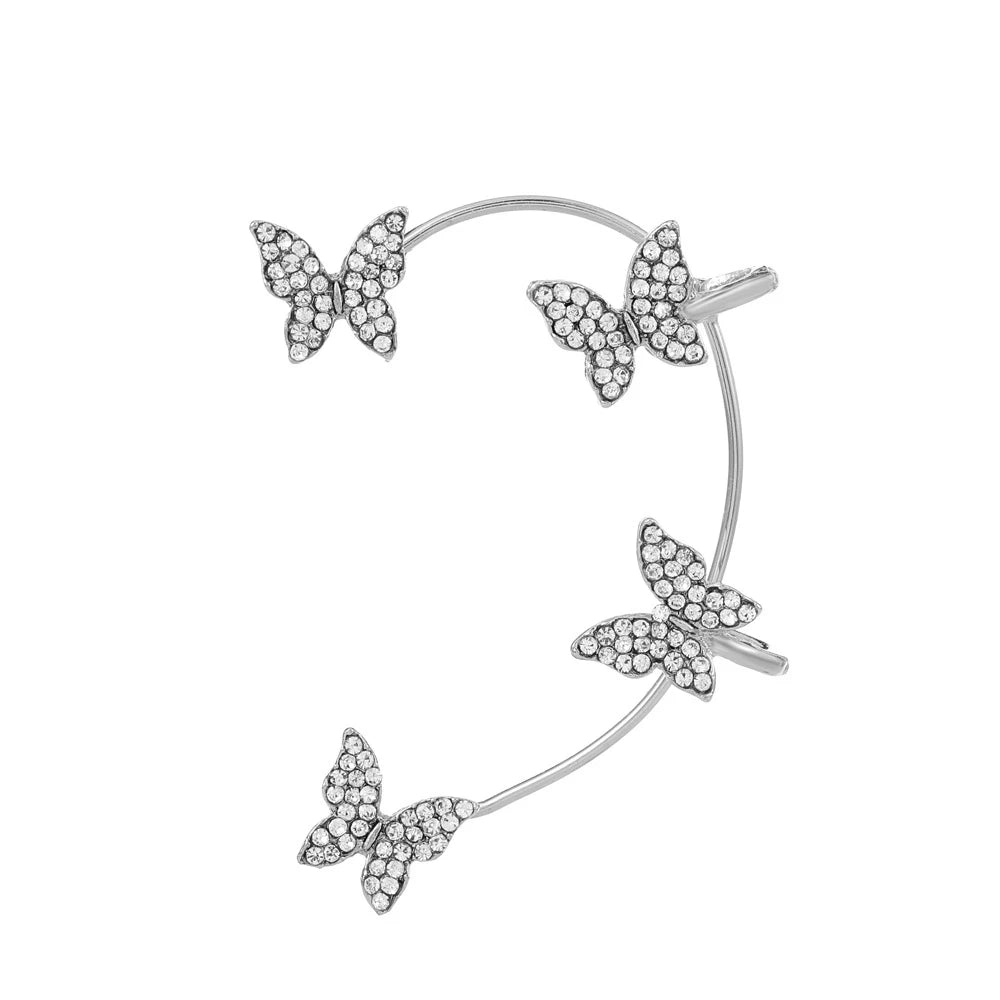 Sparkling Zircon Clip Earrings - No Piercing Butterfly Cuff Earrings