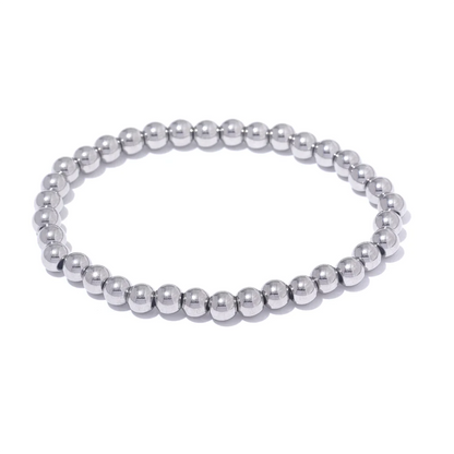 Stainless Steel Beads Elastic Bracelet - Waterproof Daily Wear Jewelry for Women