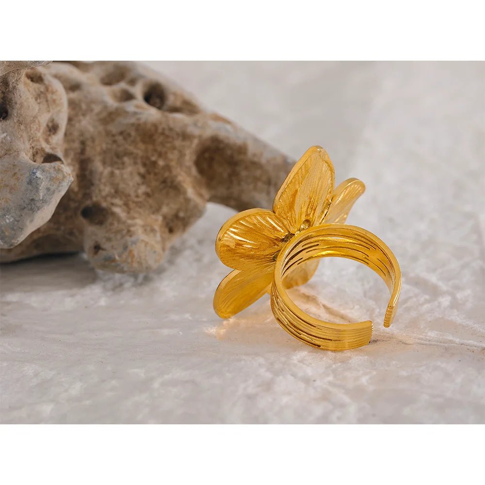 Big flower ring women - waterproof 18K gold open statement ring | Pure Vita Dubai