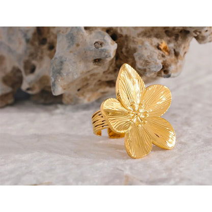 Big flower ring women - waterproof 18K gold open statement ring | Pure Vita Dubai
