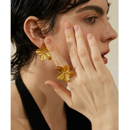 Big flower ring women - waterproof 18K gold open statement ring | Pure Vita Dubai