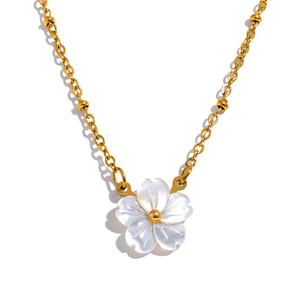 Necklace floral - natural shell flower pendant for women | Pure Vita Dubai