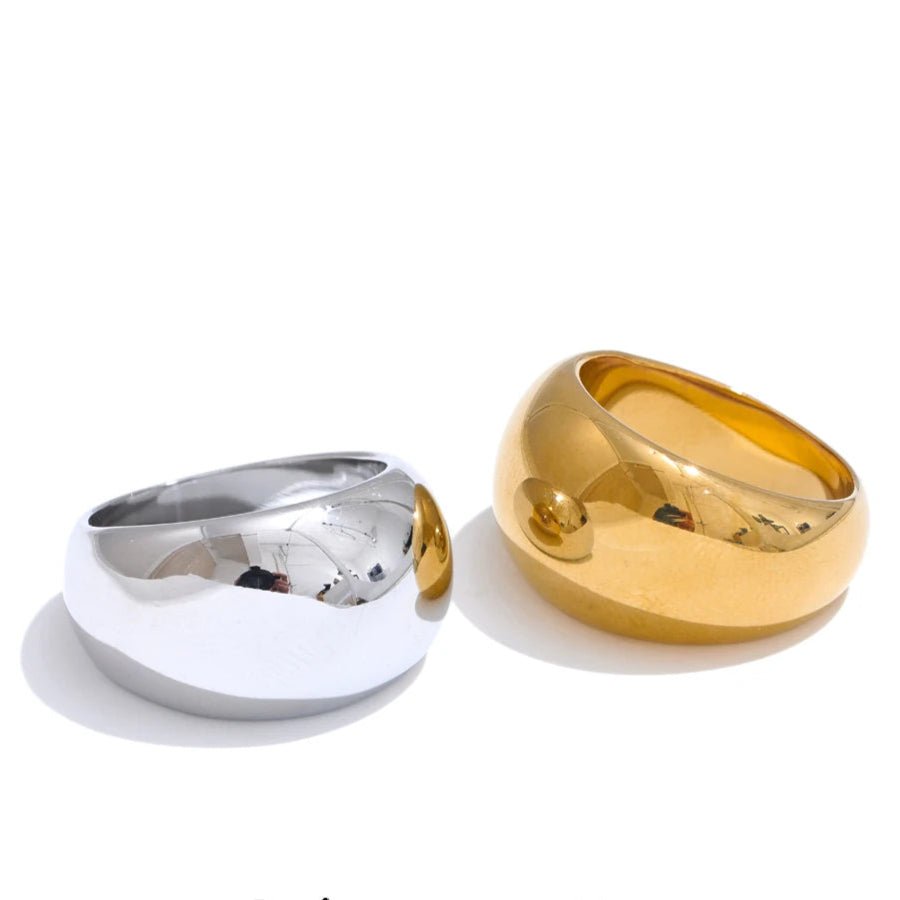 Chunky minimalist gold stainless steel ring - premium quality design | Pure Vita Dubai