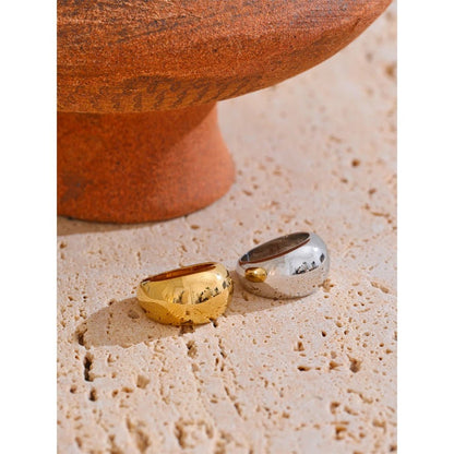Chunky minimalist gold stainless steel ring - premium quality design | Pure Vita Dubai