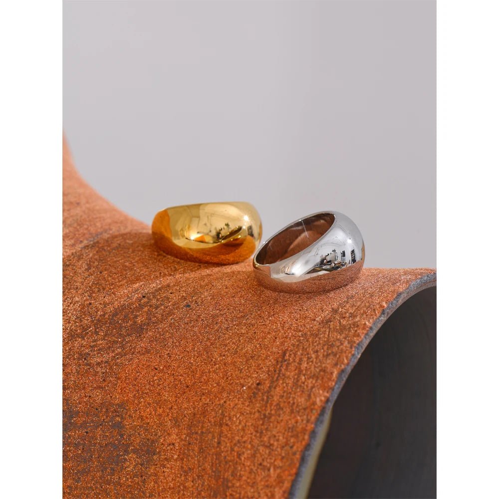 Chunky minimalist gold stainless steel ring - premium quality design | Pure Vita Dubai