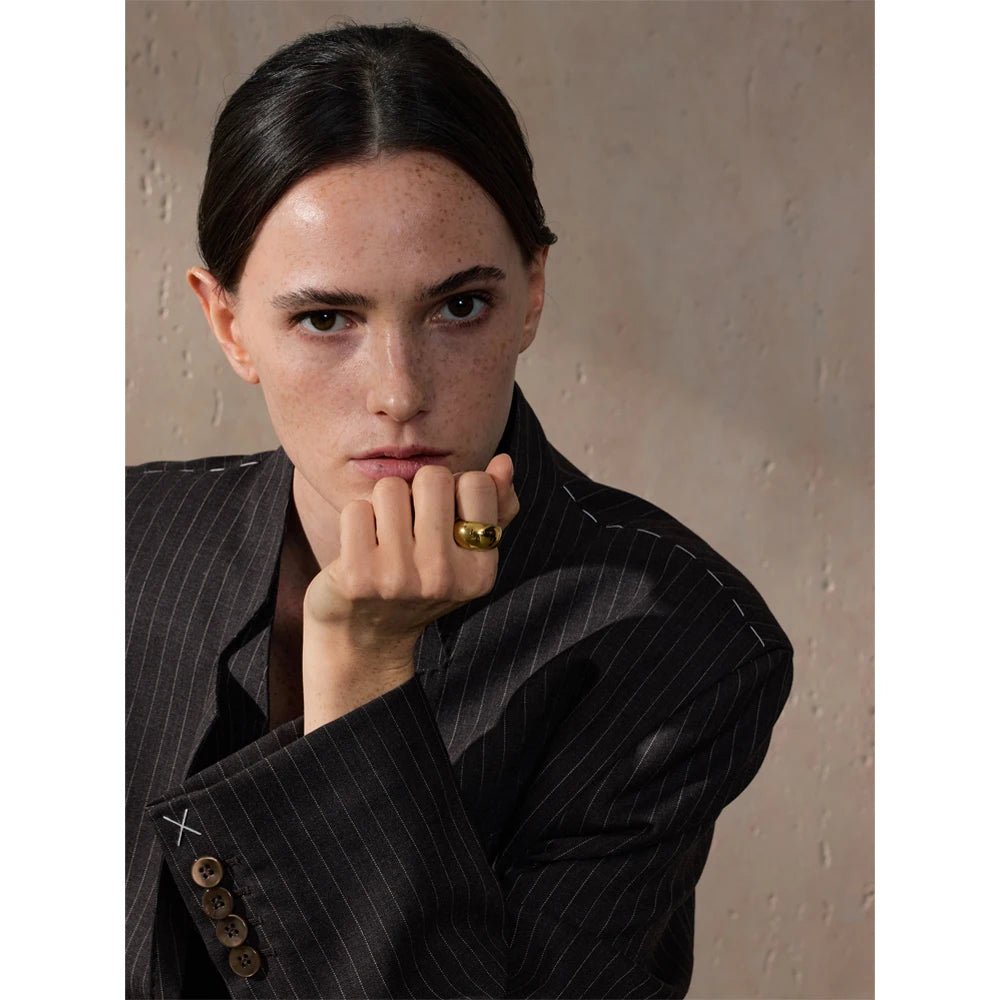 Chunky minimalist gold stainless steel ring - premium quality design | Pure Vita Dubai