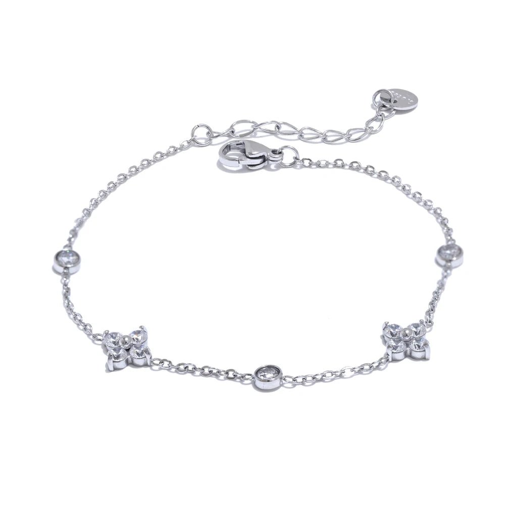 Silver chain bracelet - delicate flower bangle design | Pure Vita Dubai