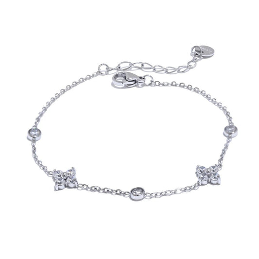 Silver chain bracelet - delicate flower bangle design | Pure Vita Dubai