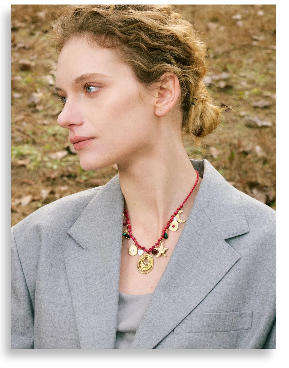 Gold rope chain - handmade natural stone necklace for women | Pure Vita Dubai