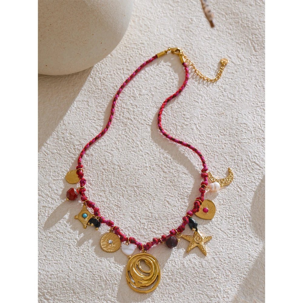 Gold rope chain - handmade natural stone necklace for women | Pure Vita Dubai