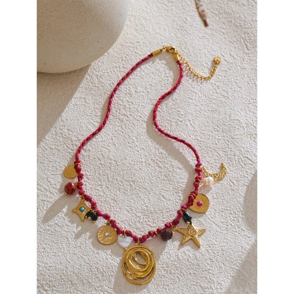 Gold rope chain - handmade natural stone necklace for women | Pure Vita Dubai