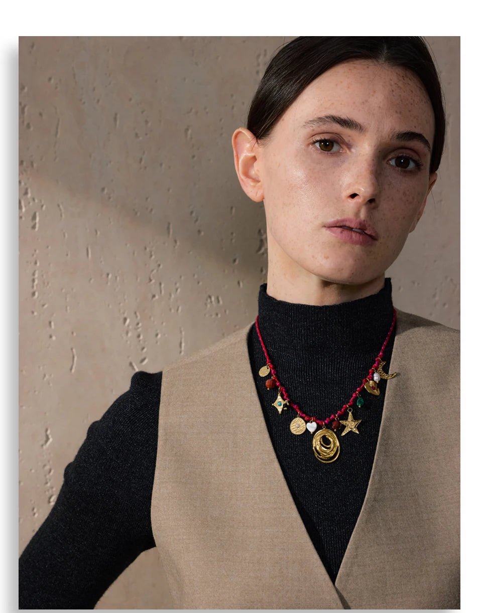 Gold rope chain - handmade natural stone necklace for women | Pure Vita Dubai