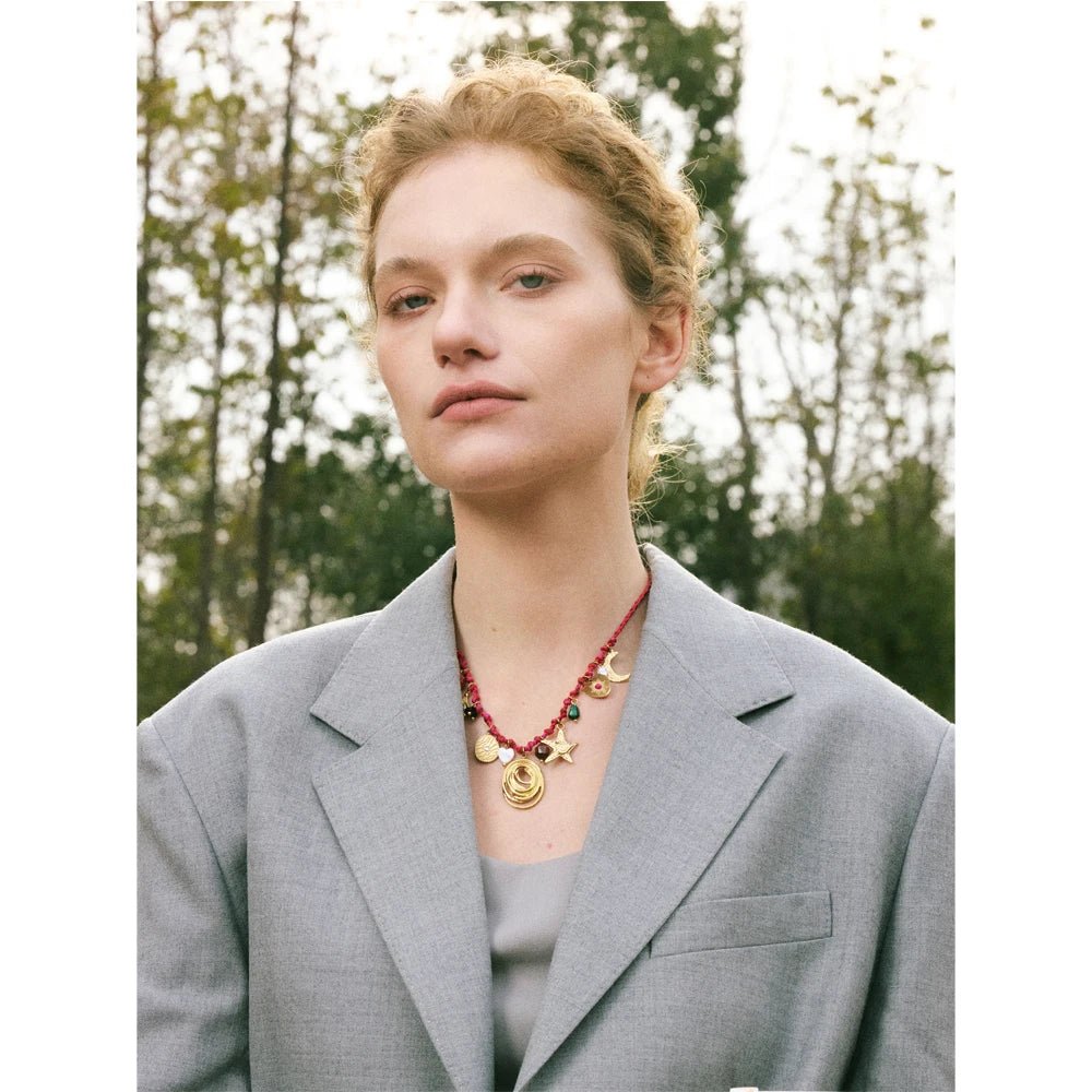 Gold rope chain - handmade natural stone necklace for women | Pure Vita Dubai