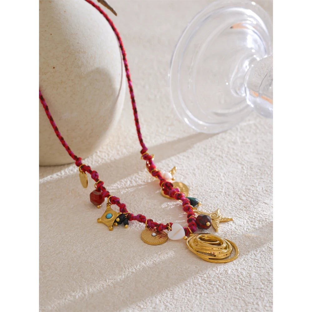 Gold rope chain - handmade natural stone necklace for women | Pure Vita Dubai